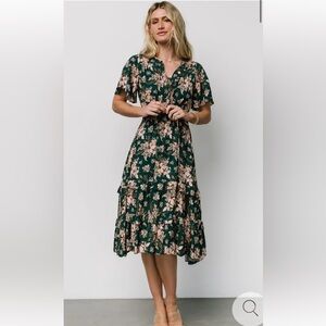Baltic Born Green Floral Midi Dress